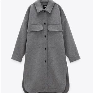 Zara Long Wool-Blend Overcoat [ Last One ]